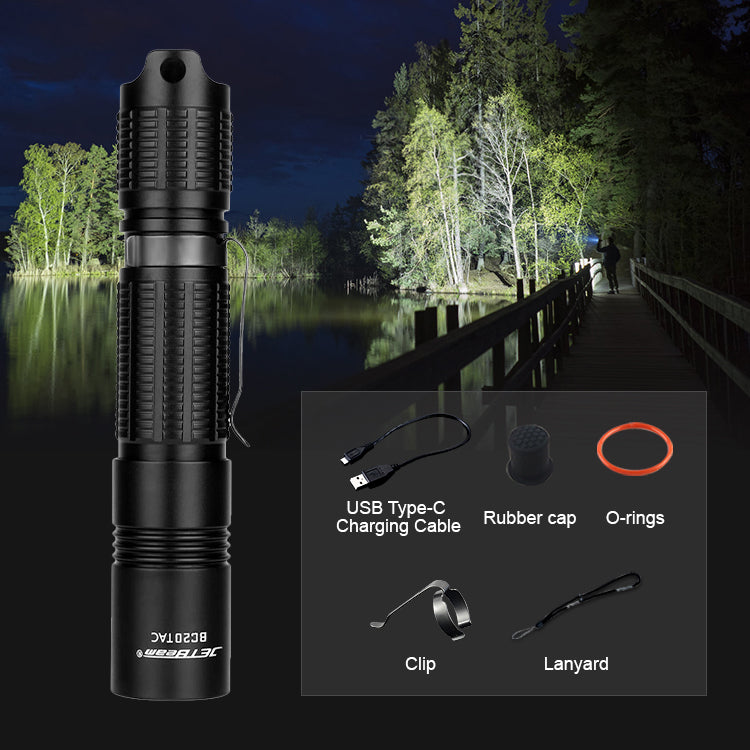 JETBeam®BC20TAC 1100 Lumen LED Torch Flashlight, USB Rechargeable,Battery Not Included