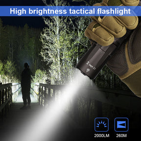 JETBeam® TH10TAC 2000 Lumen Tactical Flashlight, LED Flash Light, USB Rechargeable Torch, Battery Included