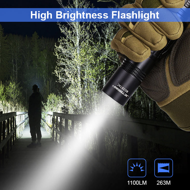 JETBeam®BC20TAC 1100 Lumen LED Torch Flashlight, USB Rechargeable，Battery Not Included