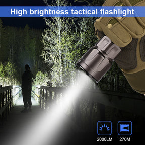 JETBeam® TH16 TAC 2000 Lumen Tactical Flashlight, Outdoor LED Torch, USB Rechargeable Flash Light, Battery Included