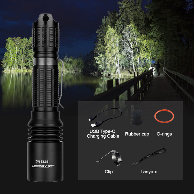 JETBeam®BC25TAC 1100 Lumen LED Torch Flashlight,  USB Rechargeable, Battery Not Included