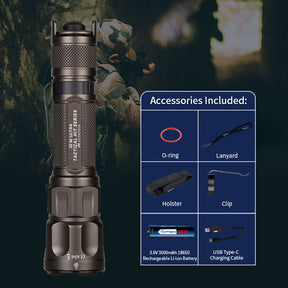 JETbeam®IIIM ULTRA 2000 Lumen Tactical Flashlight, LED Torch, USB Rechargeable, Battery Included