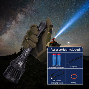 JETBeam®M64 6800 Lumen Search Light, LED Torch Flash Light, USB Rechargeable Flashlight, Battery Included