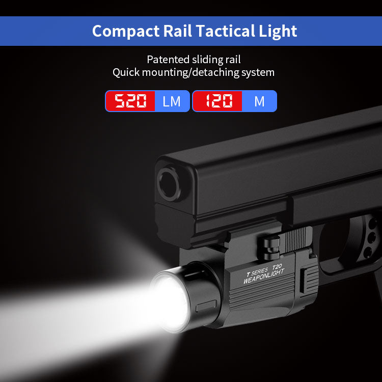 JETBEAM®T20 Gun Light Tactical Flashlight for Pistol, Battery Included